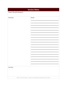Conference Planner - Cornell Notes