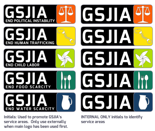 These logos, internal and customer-facing, are used for GSJIA's service areas.